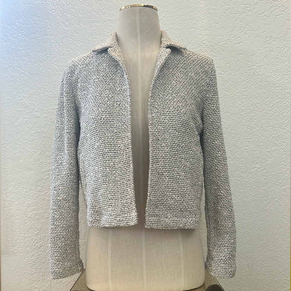 Theory- short Cream tweed blazer.